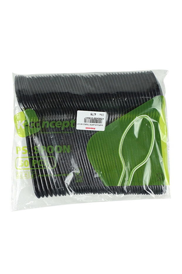 Heavy Duty Black Disposable Plastic Table Spoons (50 Pack)