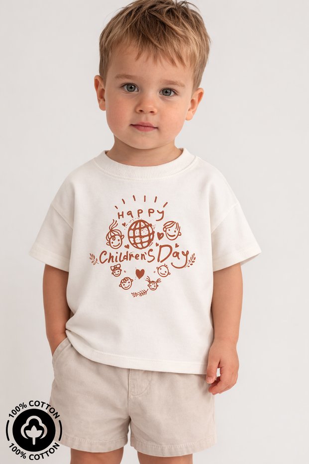 Unisex Crew Neck April 23, Printed 100% Cotton of Oversized T-Shirts Baby-Child