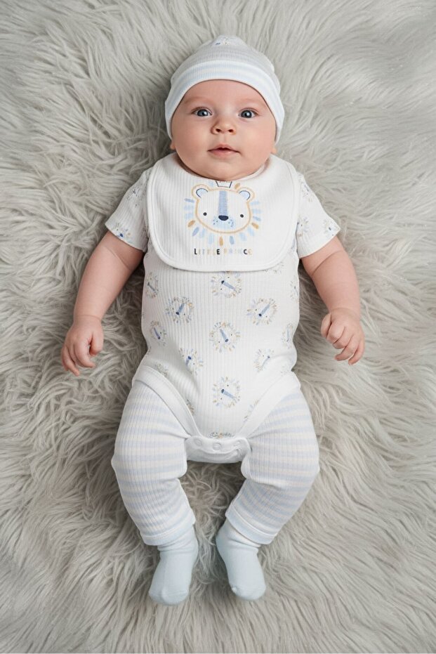 Toddlers Boy 10 Pieces Graphic Print Bodysuit Set, White