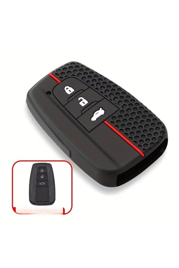 Toyota Rav4 Corolla Land Cruiser C-Hr Silicone Key Case 3 Keys Model with Logo on the Back Suitable