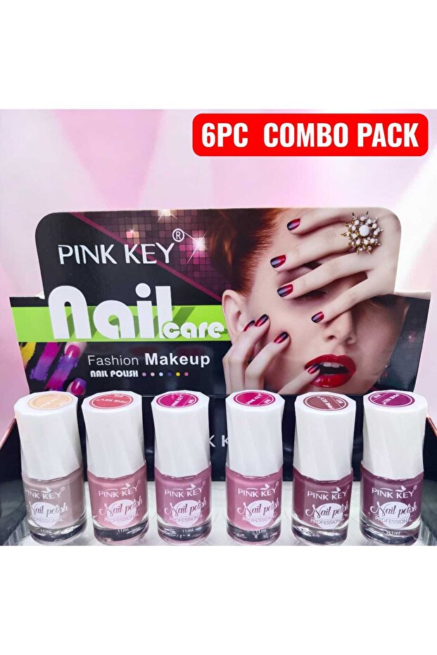 6PCS COMBO Nail Polish Set 6x11ml – 6 Different Trendy Shades for Smooth Gloss Finish