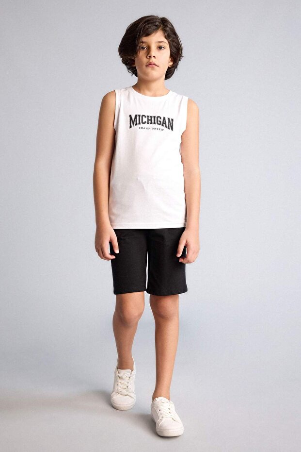 100% Cotton Elastic Waist Pocketed Pique Shorts for Boys B5925A826Sm