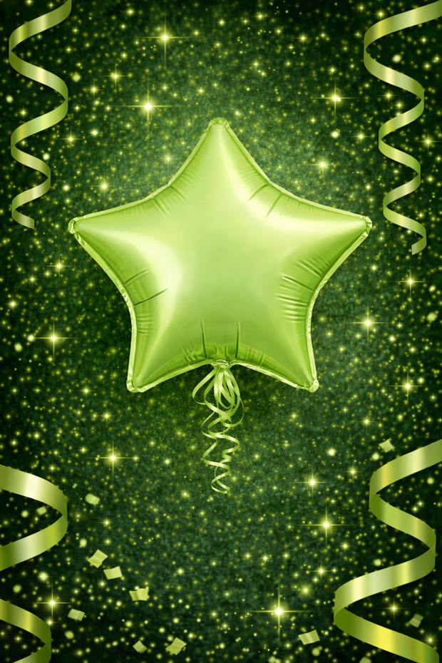 Set of 3 Light Green Star Balloons – Vibrant and Stylish Party Decor