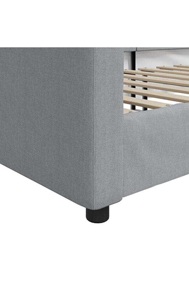 Bed frame, light grey, 80x200 cm, textile - 6