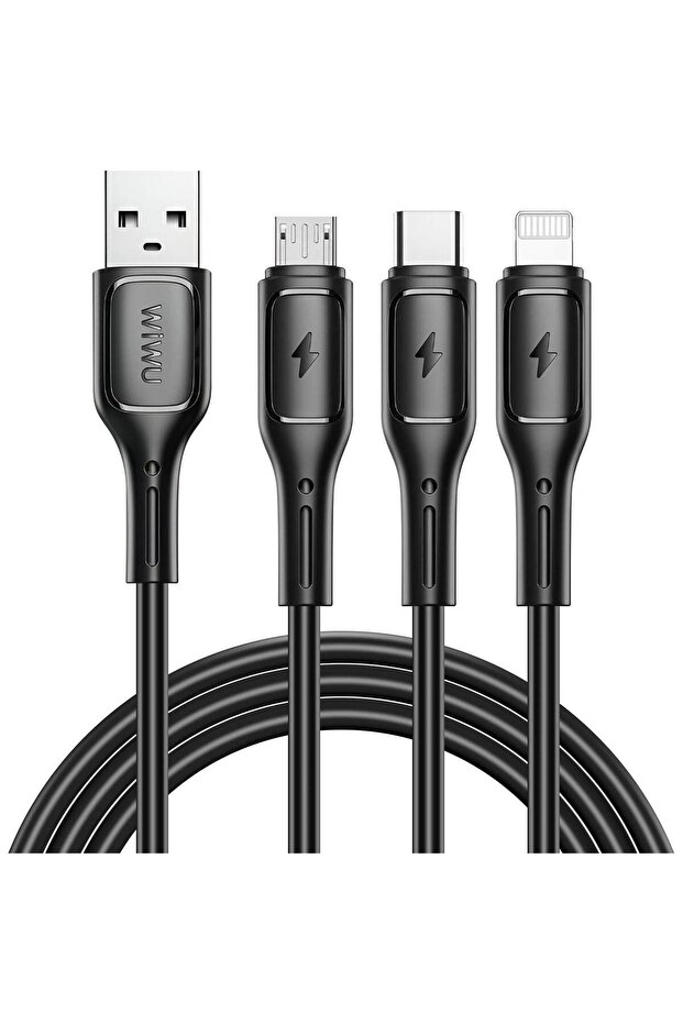 WI-C045E Starlink Series 3.1A 3 in 1 USB Charging Cable with Type-C, Lightning and Micro Cable