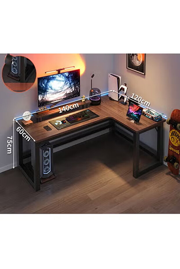 Computer and Multifunction Table Home Office Workstation (Right Corner) - 1