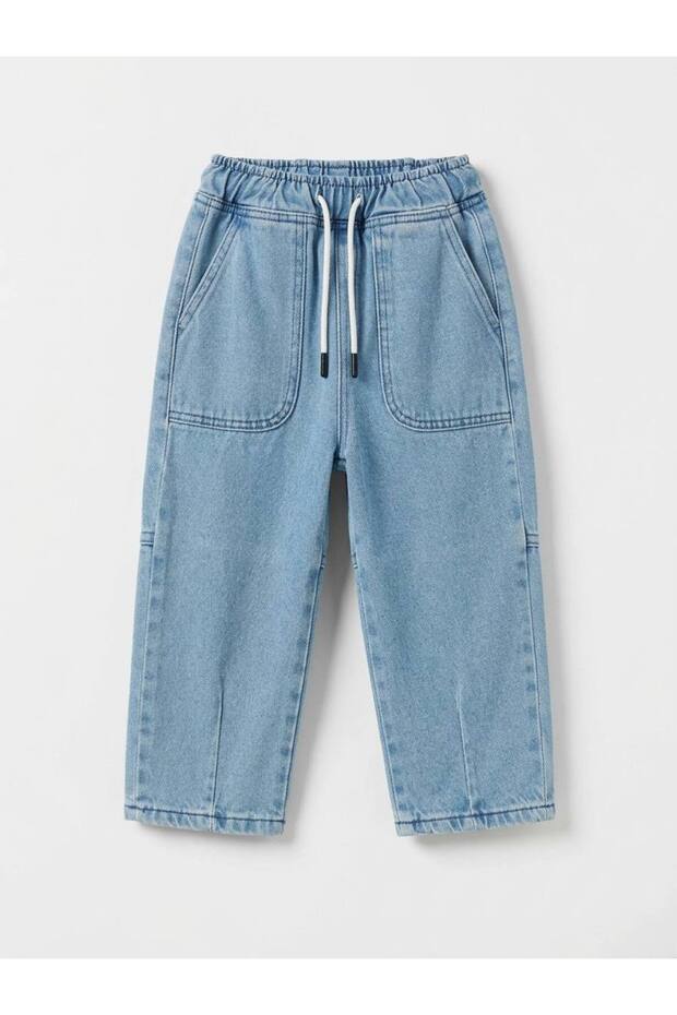 Unisex Children's Waist Drawstring C Pocket Detail Jean