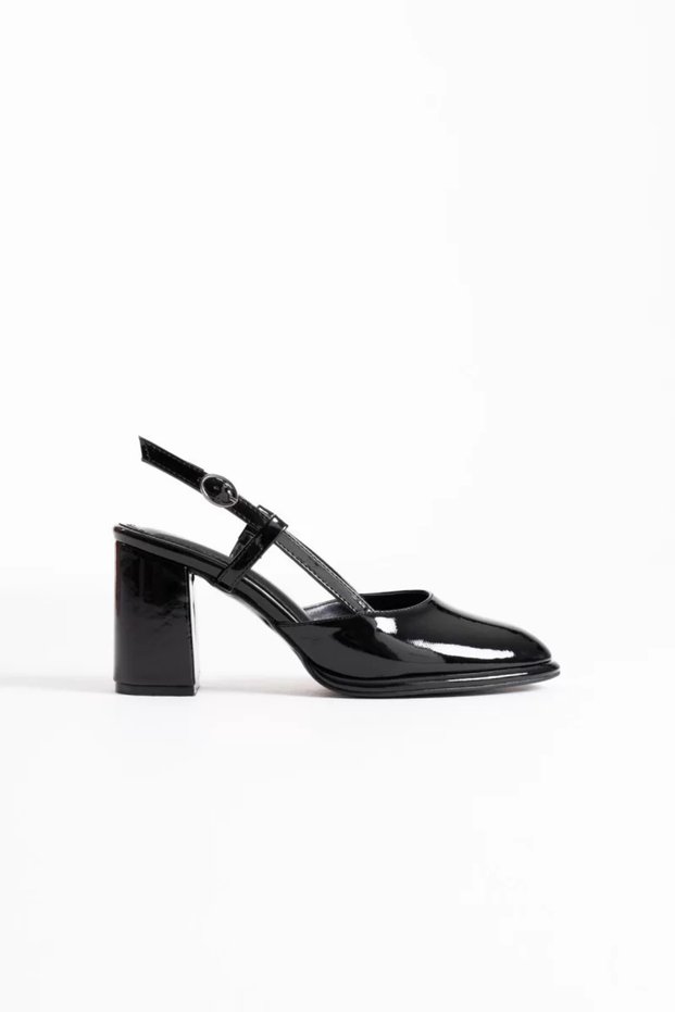 Black Patent Leather Women's Heeled Shoes Tr18Ms18A