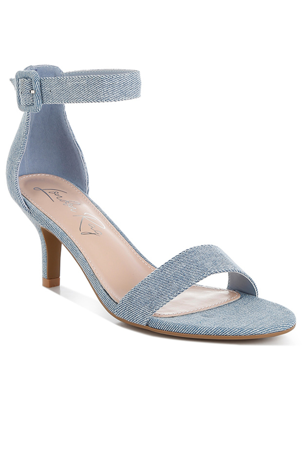 Women's Denim Kitten Heel Sandals in Denim
