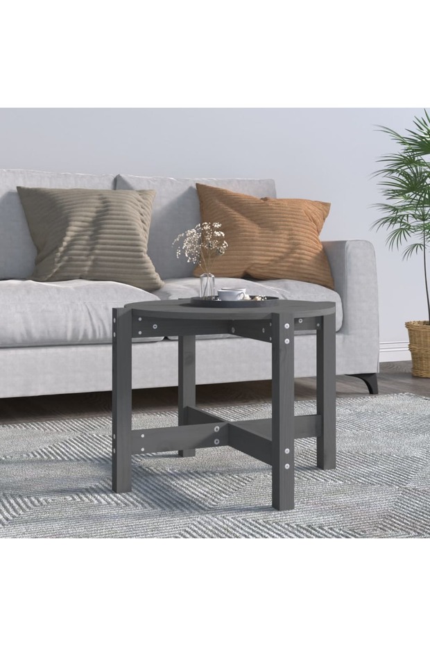 Coffee table, gray, Ø 62.5x45 cm, solid pine wood