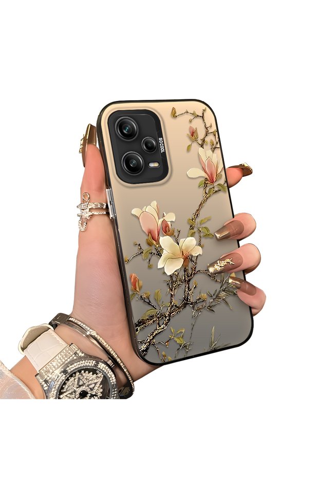 Redmi Note 12 Pro 5g Compatible Unbreakable Silicone Beautiful Floral Print Printed Cover Shock Absorbing Protection
