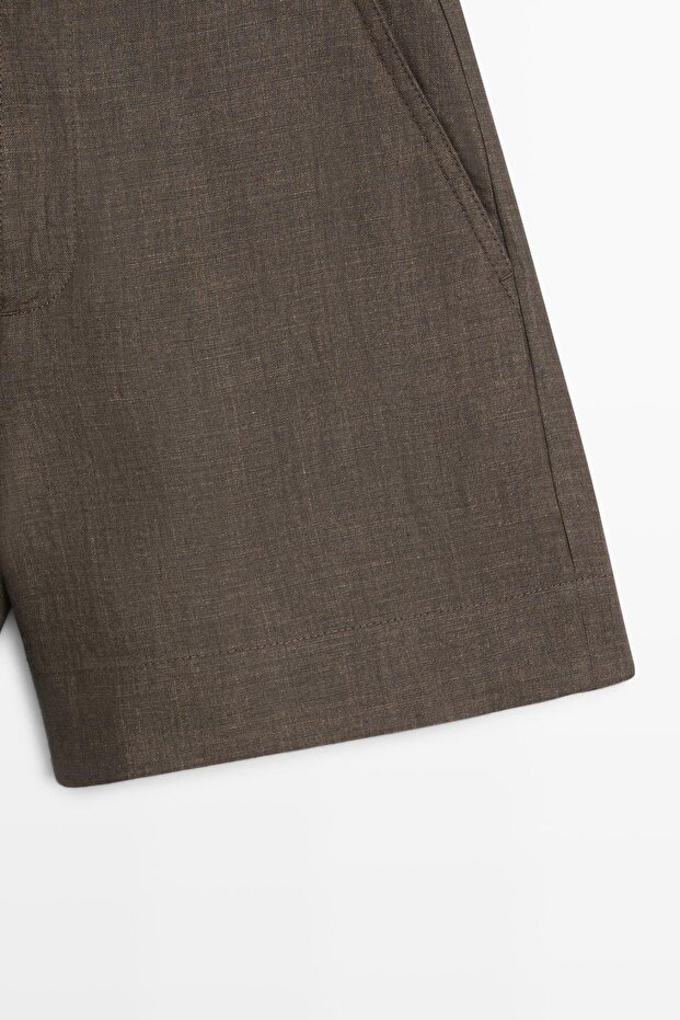 Kısa keten bermuda şort - 7