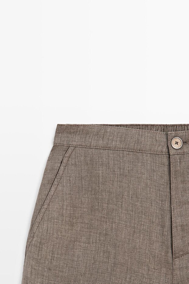 Kısa keten bermuda şort - 6