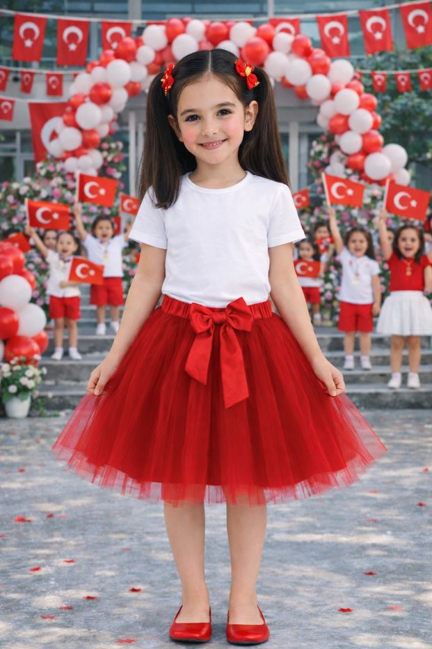 Girls' Red Tutu Skirt – School Event and Holiday Performance Skirt Ages 5-13