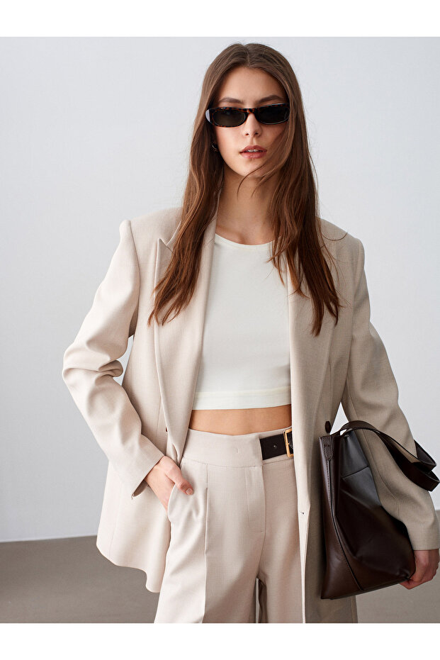 60792 Blazer Ceket-Bej - 2