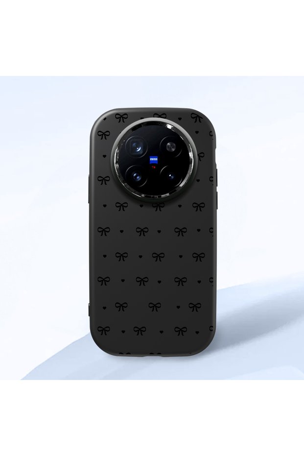Vivo X200 Pro Compatible Camera Protected Black Soft Silicone Phone Case Bowknot Patterned