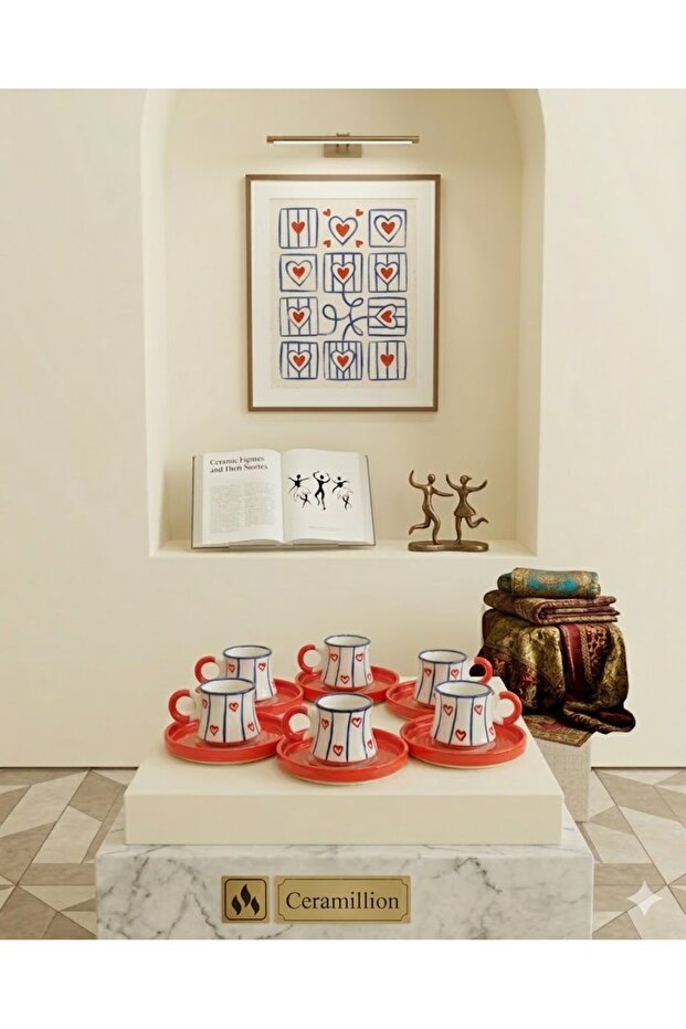 Modern Heart-Shaped Coffee Cup – Stylish & Decorative Set of 6