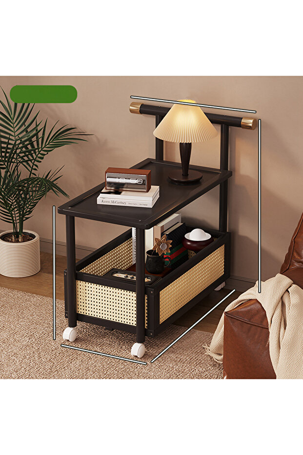 Side Table Living Room Movable Black 71*40*70cm