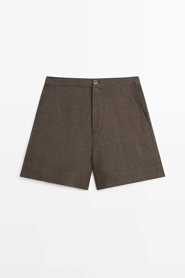 Kısa keten bermuda şort - 5