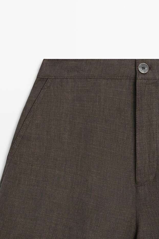 Kısa keten bermuda şort - 6