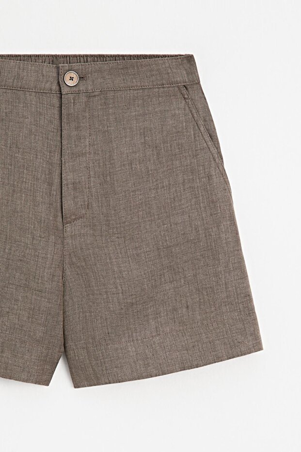 Kısa keten bermuda şort - 7