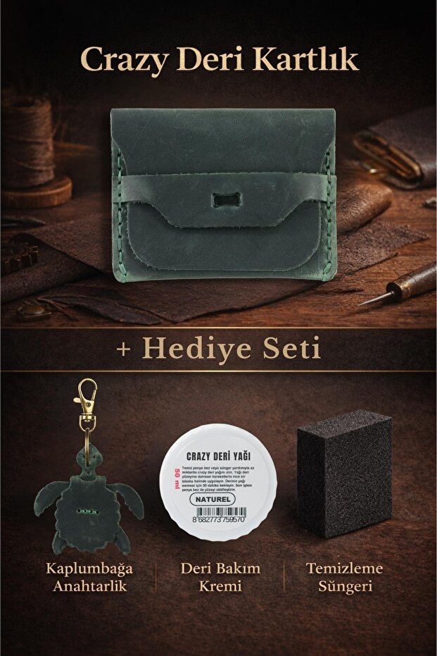 Crazy Leather Card Holder – Genuine Oiled Leather Leather, Rustic Look, Handmade – for Daily and Travel Use