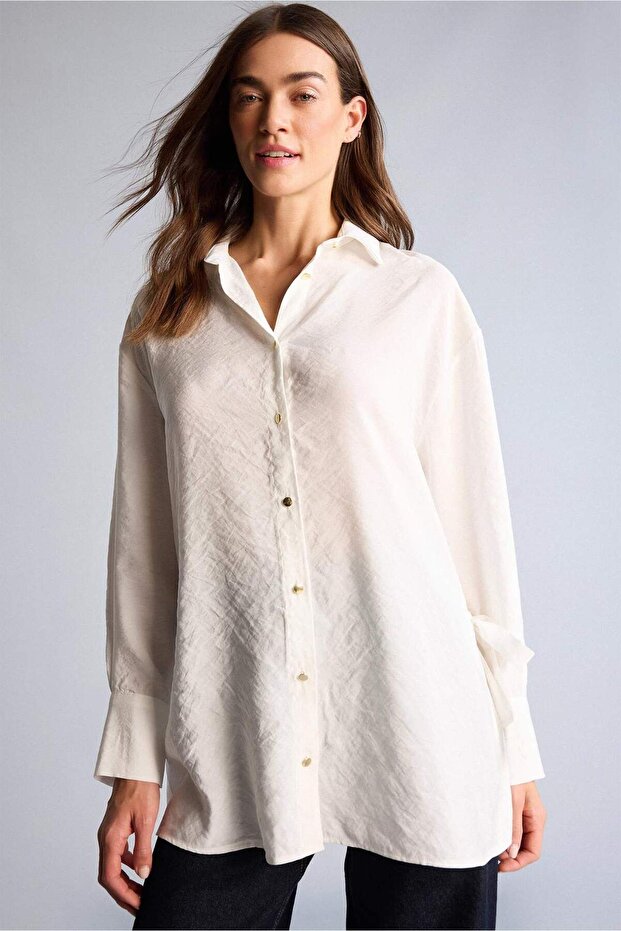 Oversized Polo Collar Shirt H7304Ax26Sp