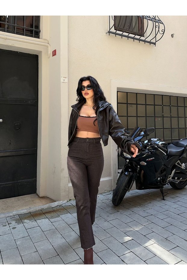 High Waist Skinny Brown Trousers – Stylish, Shaping / Sculpting & Casual/Office Combination Compatible