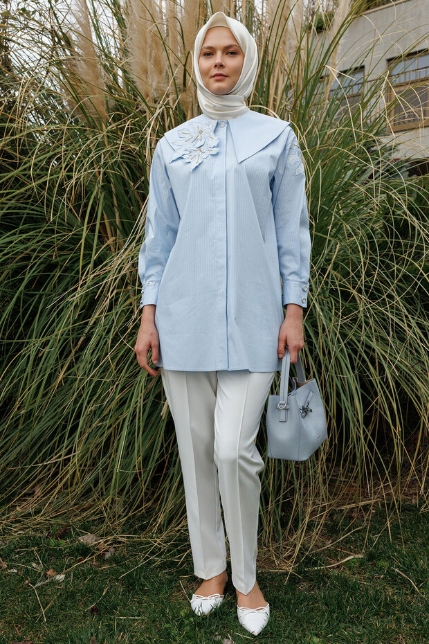 Çiçek Aplikeli Tunik - 2