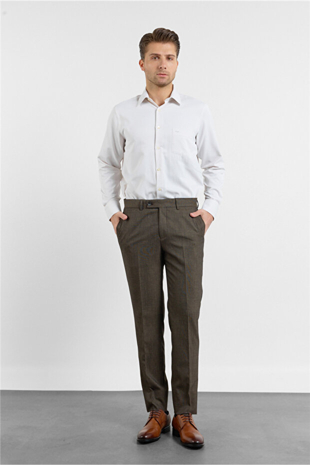Brown Side Pocket Comfort Fit Stretchy Trousers 1003255176