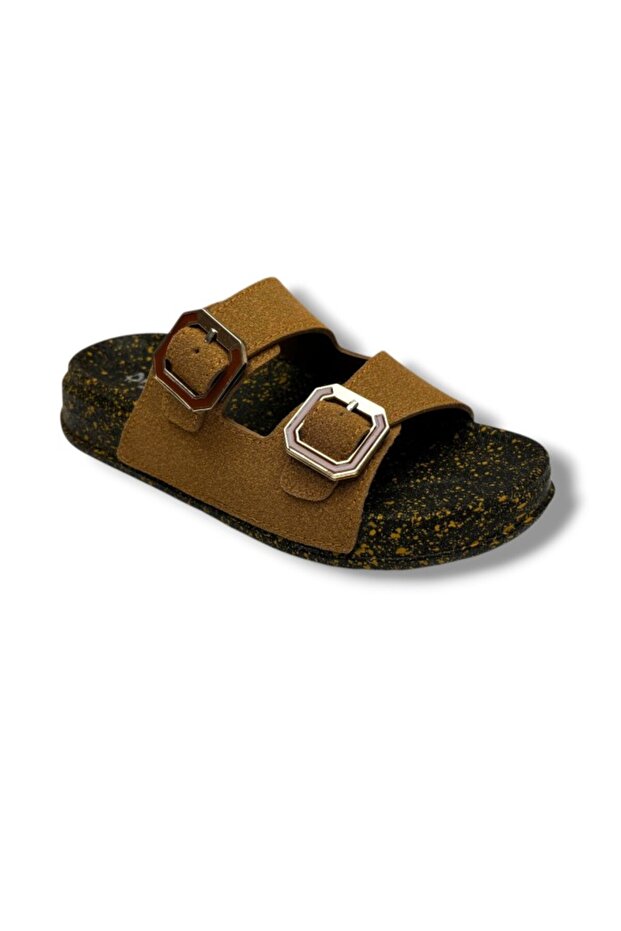 Polen 1001-26 Mosaic Pattern Anatomical Pair Buckled Women Slipper