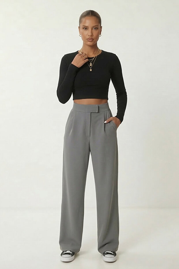 Women's Velcro Closure Stretchy Palazzo Pants