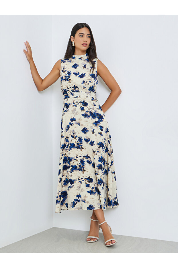 Floral Sleeveless A-Line Maxi Dress
