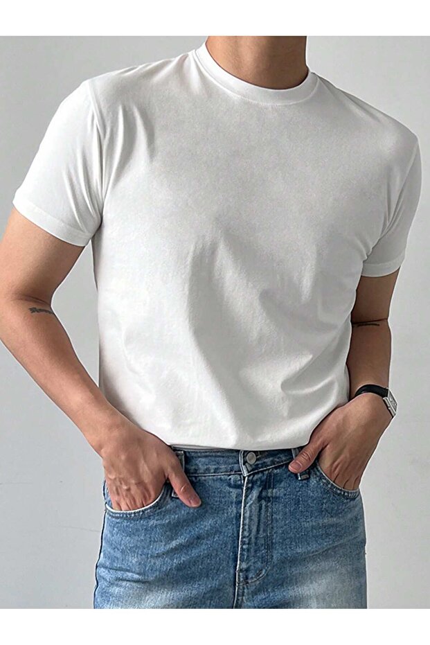 Men's Basic T-Shirt Crew Neck 100% Cotton Solid Color Comfortable Fit Casual T-Shirt