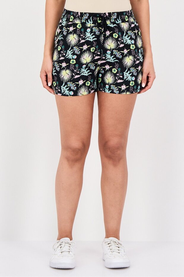 Women Allover Print Drawstring Shorts, Multicolor