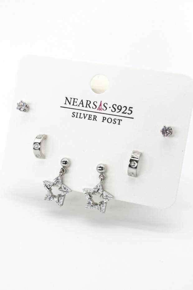 Zircon Stone Six-Piece Star Earring Set