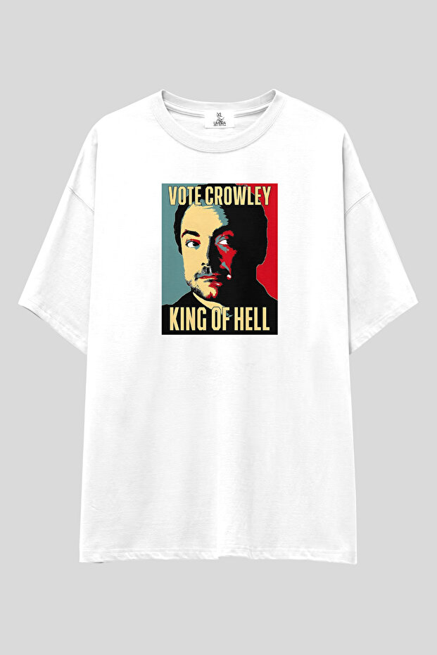 Supernatural "Vote Crowley" Oversized T-Shirt | Unisex 100% Cotton Custom Design Tee