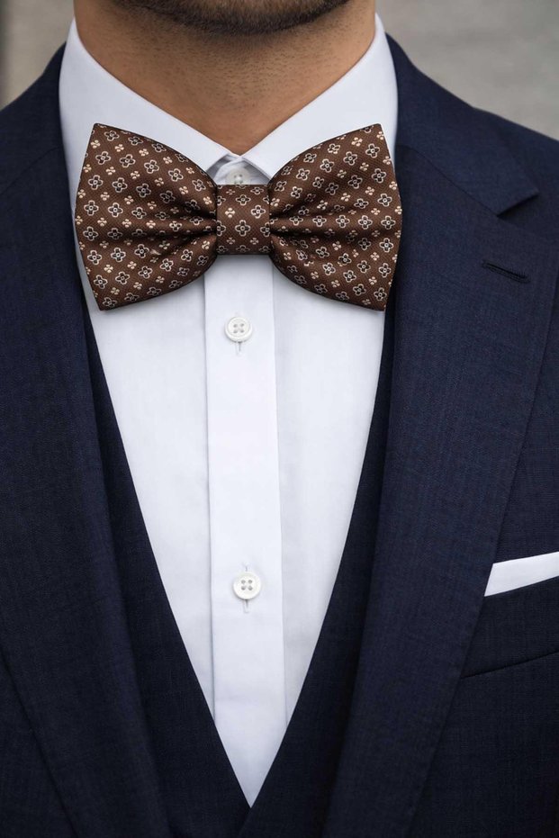 Brown Motif Pattern Bow Tie P2019