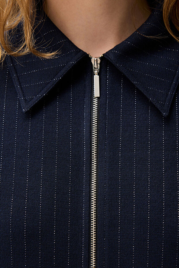 Fermuarlı Örme Ceket - 2