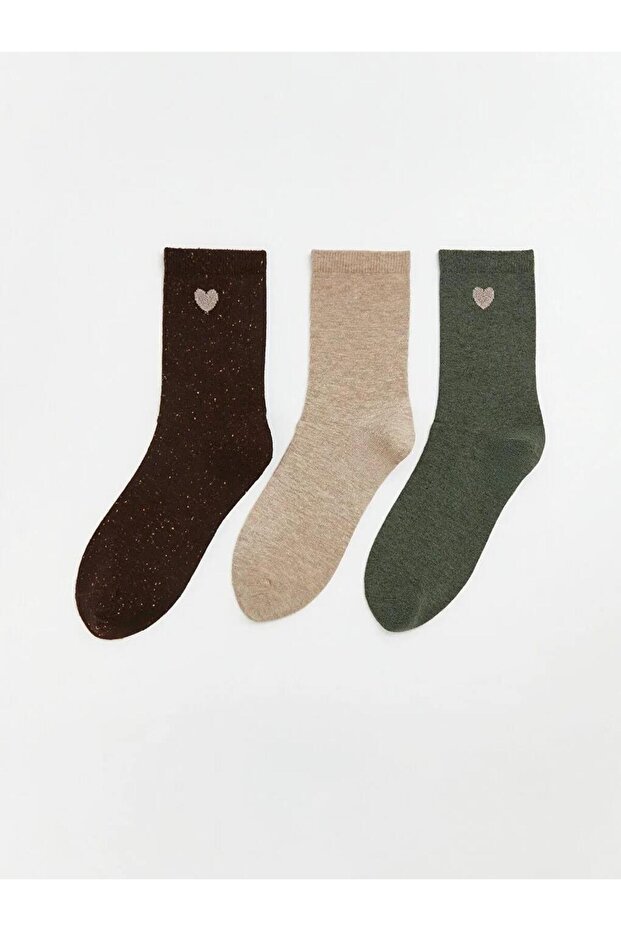 Heart Embroidered Women's Socks 3-Piece Set (S6)