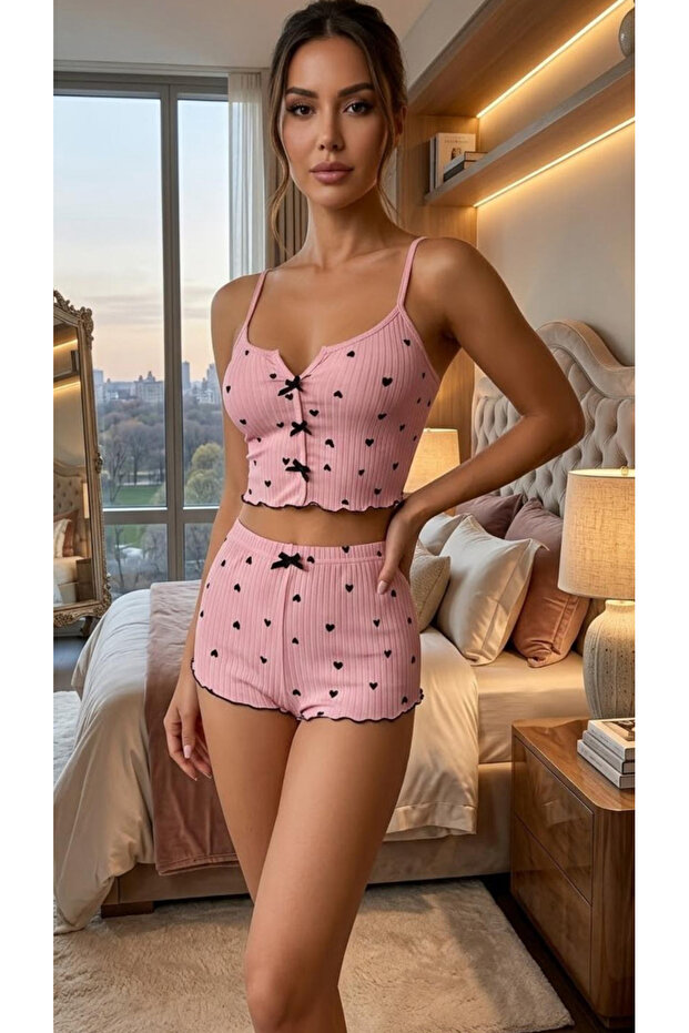 şortlu takım Pembe