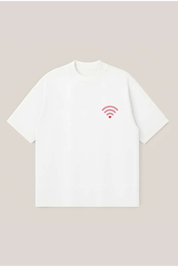 Wifi Heart Oversize Boxy Cut Unisex 100% Cotton Printed Tshirt | Streetwear