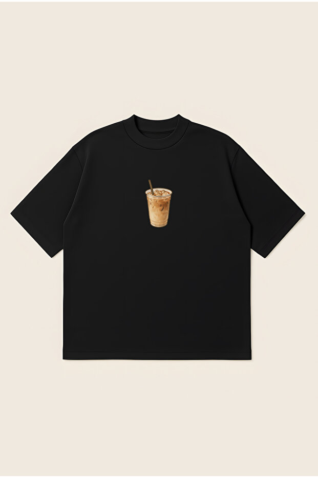 Iced Coffee Lover Oversize Boxy Cut Unisex 100% Cotton Printed Tshirt | Streetwear