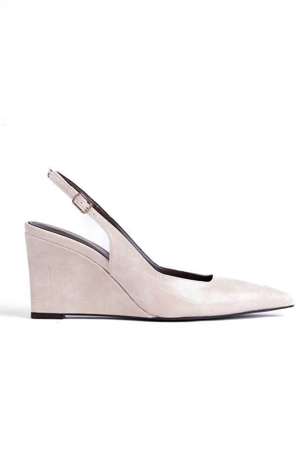 Wedge Heel Open Back Shoes Classic Heeled Shoes