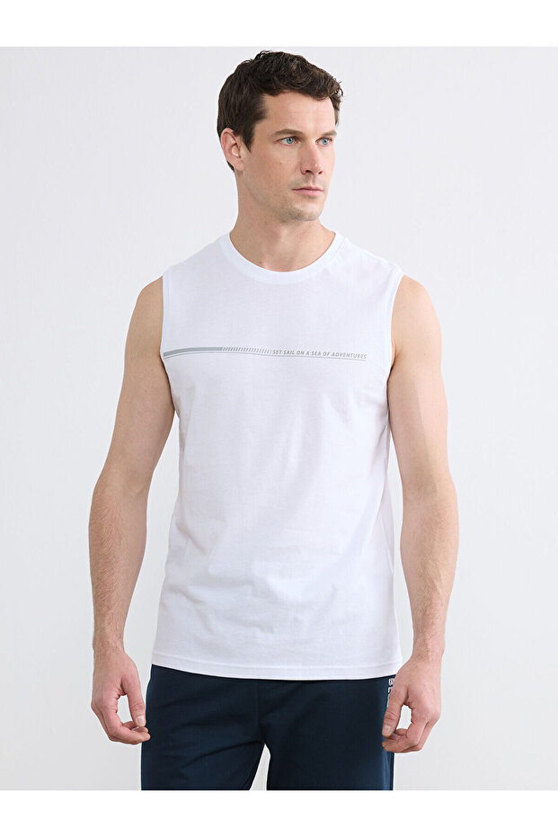 Original Oval Collar Printed Men's Sleeveless T-Shirt