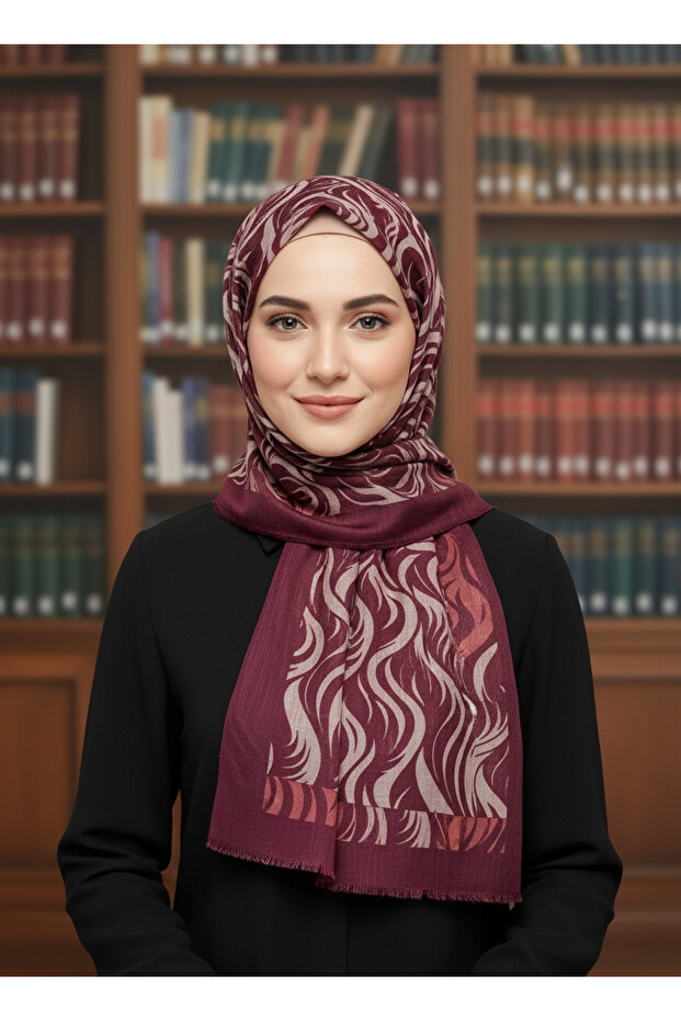 وشاح تريند ويف منقوش - وشاح حجاب عصري خفيف قماش