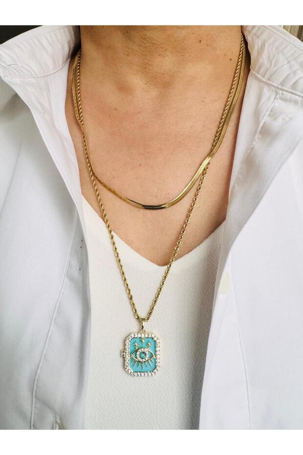 Steel Long Combination Clamshell Eye Necklace 60 cm