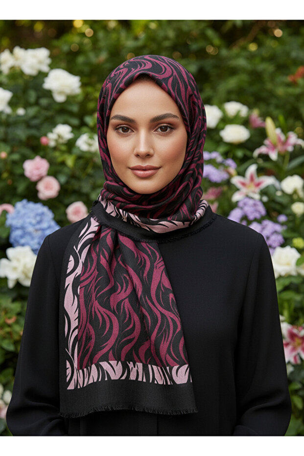 وشاح بريميوم دالجا منقوش - وشاح حديث خفيف منقوش للحجاب