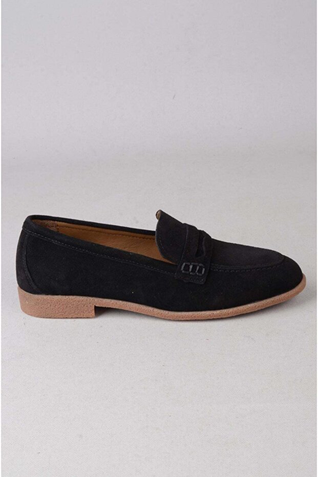 Seç 2150 Haki̇ki̇ De Leather Adin Bab Ballet Flats Shoes Black Suede