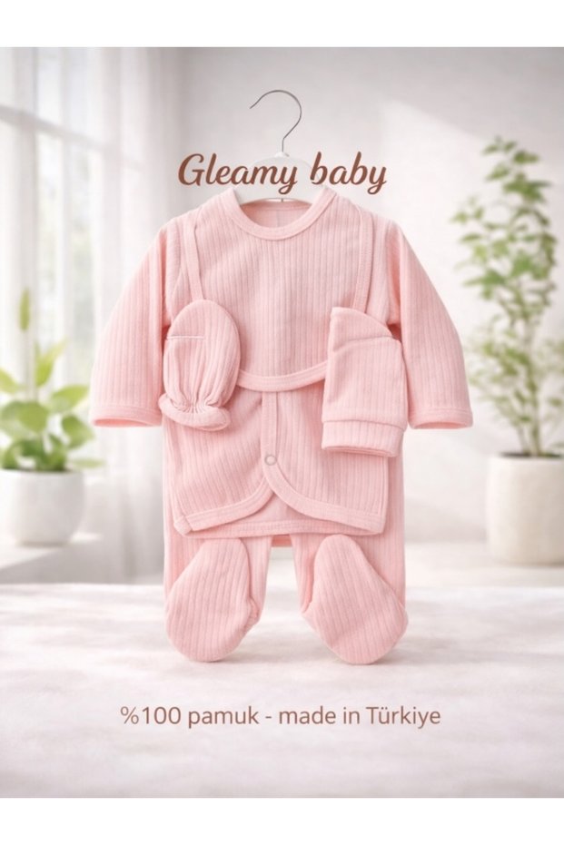 Baby 100% Cotton 5-Piece Newborn Hospital Discharge Set Newborn – with Snap Fasteners, Soft Fabric